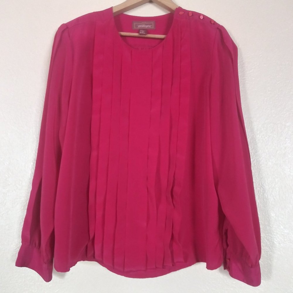Worthington Vintage Raspberry Long Sleeve Blouse Women's Size 14
